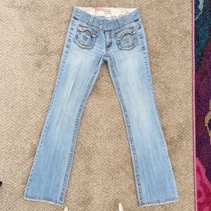 Women's Z Cavaricci Low Rise Y2K Light Wash Denim Jeans 90s Authentic SZ 5